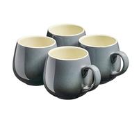 Cooks Professional 4 Piece Colourful Stoneware Round Mug Set | Tea Coffee Hot Chocolate Drinking Cups | Microwave & Dishwasher Safe Ceramic with Graduated Colour | 350ml Capacity | Grey