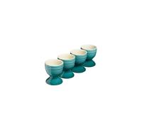 Cooks Professional Set of 4 Colourful Egg Cups | 40ml Durable Chip Resistant Ceramic Stoneware Dinnerware Graduated Design Egg Holders | Dishwasher & Microwave Safe | Teal