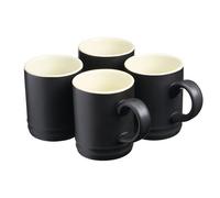 Cooks Professional 4 Piece Espresso Coffee Cup Set, 100ml Capacity | Black | Set of 4, Durable Stoneware, Stylish Colourful Graduated Design, Mini Drinking Mugs, Dishwasher & Microwave Safe