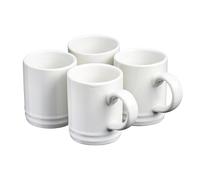 Cooks Professional 4 Piece Espresso Coffee Cup Set, 100ml Capacity | White | Set of 4, Durable Stoneware, Stylish Colourful Graduated Design, Mini Drinking Mugs, Dishwasher & Microwave Safe