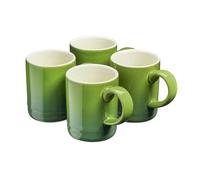 Cooks Professional 4 Piece Espresso Coffee Cup Set | Dishwasher & Microwave Safe Durable Stoneware Stylish Colourful Graduated Design Mini Drinking Mugs | 100ml Capacity | Green