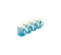 Cooks Professional 4 Piece Espresso Coffee Cup Set | Dishwasher & Microwave Safe Durable Stoneware Stylish Colourful Graduated Design Mini Drinking Mugs | 100ml Capacity | Blue