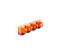 Cooks Professional 4 Piece Espresso Coffee Cup Set | Dishwasher & Microwave Safe Durable Stoneware Stylish Colourful Graduated Design Mini Drinking Mugs | 100ml Capacity | Orange