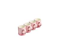 Cooks Professional 4 Piece Espresso Coffee Cup Set | Dishwasher & Microwave Safe Durable Stoneware Stylish Colourful Graduated Design Mini Drinking Mugs | 100ml Capacity | Pink