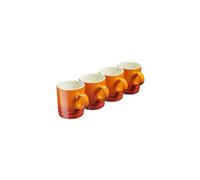 Cooks Professional 4 Piece Colourful Stoneware Mug Set | Tea Coffee Hot Chocolate Drinking Cups | Microwave Dishwasher Refrigerator Freezer Safe | 350ml Capacity | Orange