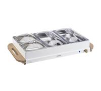Cooks Professional 4-Section Buffet Warmer 7.2L Capacity | Nordic White | Large Portable Electric Food Serving Tray, Adjustable Temperature Control Dial, Hotplate Function, 300W
