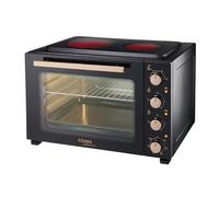 Cooks Professional 48L Mini Oven With 2 Hobs - Electric Countertop Grill Cooker With Adjustable Temp & Timer - Black & Copper