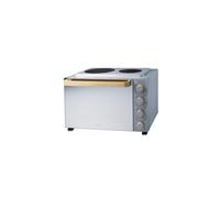 Cooks Professional Mini Portable Oven with Ceramic Hobs | Energy Efficient Electric Countertop Cooker with Two Hot Plates & Wire Rack Baking Tray | Kitchen Grill Ovens | 48L Capacity | Grey Nordic