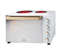 Cooks Professional Mini Portable Oven with Ceramic Hobs | Energy Efficient Electric Countertop Cooker with Two Hot Plates & Wire Rack Baking Tray | Kitchen Grill Ovens | 48L Capacity | White Nordic