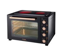 Cooks Professional 48L Mini Oven With 2 Hobs - Electric Countertop Grill Cooker With Adjustable Temp & Timer - Black & Copper
