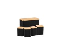 Cooks Professional 5 Piece Embossed Kitchen Storage Set with Bamboo Lids | Black