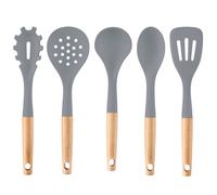 Cooks Professional 5 Piece Silicone Utensil Set - Kitchen Cooking Spoons, Ladle & Spatula in Grey Cooks Professional Grey
