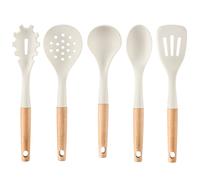 Cooks Professional 5 Piece Silicone Utensil Set - Kitchen Cooking Spoons, Ladle & Spatula in Off-White Cooks Professional Off-White