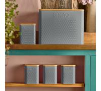 Cooks Professional 5 Piece Embossed Kitchen Storage Set with Bamboo Lids | Dark Grey