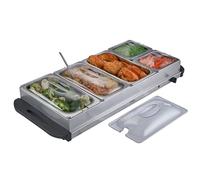 Buffet Warmer Food Server Hot Plate 9.6L 5 Tray Adjustable Temp 300W - Silver