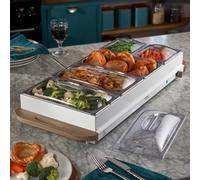 Cooks Professional 5-Section Buffet Warmer 9.6 Litre Capacity with Hotplate Function & Adjustable Temperature Control Dial | 450W X-Large Portable Electric Food Serving Tray | Nordic White