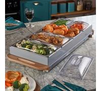 Buffet Warmer Food Server Hot Plate 9.6L 5 Tray Adjustable Temp 300W Nordic Grey Cooks Professional Grey One Size