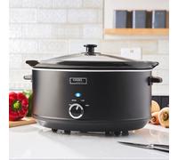 Cooks Professional Slow Cooker 6.5 Litre with Glass Lid, Cool Touch Handles, Dishwasher Safe Bowl, 2 Heat Settings & Keep Warm Function | Large One Pot Cooking Machine | Black