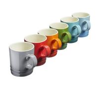 Cooks Professional 6 Piece Colourful Stoneware Mug Set - Dishwasher Safe Tea Coffee Drinking Cups 350Ml Capacity - Multicolour