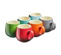 Cooks Professional 6 Piece Colourful Stoneware Round Mug Set | Tea Coffee Hot Chocolate Drinking Cups | Microwave & Dishwasher Safe Ceramic with Graduated Colour | 350ml Capacity | Multicoloured