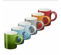 Cooks Professional 6 Piece Espresso Coffee Cup Set | Dishwasher & Microwave Safe Durable Stoneware Stylish Colourful Graduated Design Mini Drinking Mugs | 100ml Capacity | Multicoloured