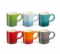 Cooks Professional 6Pc Espresso Coffee Cup Set - Dishwasher & Microwave Safe Colourful Stoneware Graduated Design Mini Mugs 100Ml - Multicoloured
