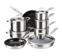Cooks Professional 8 Piece Tri-Ply Cookware Set | 3 x Saucepans, 2 x Frying Pans, Wok with Lid, Saute Pan & Stockpot | Compatible with All Hobs Inc Induction & Oven Safe