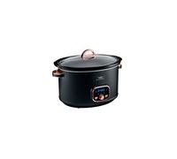 Cooks Professional Digital Slow Cooker 8L with Glass Lid, Cool Touch Handles, Dishwasher Safe Bowl, 2 Heat Settings & Keep Warm & Delay Functions | X-Large One Pot Cooking Machine | Black & Rose Gold