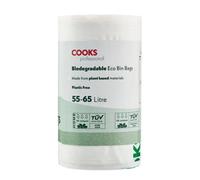 Cooks Professional Biodegradable Compostable Bin Bags 55-65L - Eco-Friendly Plant-Based Garbage Or Recycling Liners - 25 Pack