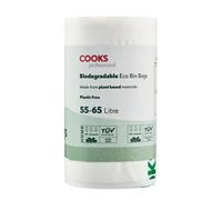 Cooks Professional Pack of 25 Biodegradable Compostable Bin Bags | 55-65L | Eco-Friendly Plant-Based Garbage or Recycling Liners for Home, Kitchen, Food, Garden or General Waste Disposal