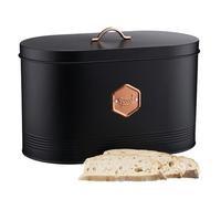 Cooks Professional Bread Bin, Labelled Storage Canister | Black & Copper | Modern & Stylish Metal Design, Large Capacity, Kitchen Countertop Breathable Container Box for Loaves, Pastries, Rolls