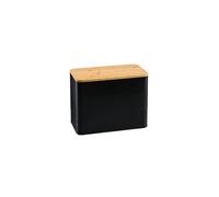 Cooks Professional Bread Bin with Linen Bag & Bamboo Cutting Board Lid | Modern & Stylish Diamond Pattern | Breathable Rectangular Countertop Food Storage Canister for Loaves, Rolls, Pastries | Black