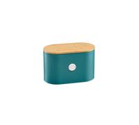 Cooks Professional Bread Bin, Linen Bag and Bamboo Board Set Teal / Silver