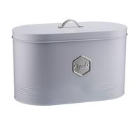 Cooks Professional Bread Bin | Modern Stylish Kitchen Countertop Labelled Metal Storage Canister | Breathable Container Box for Loaves, Pastries, Rolls | Grey & Silver
