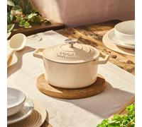 Cooks Professional Cast Iron Casserole Dish 20Cm - 2.8L Colourful Cooking Pan With Lid & Handles - Suitable For All Hobs - Ivory