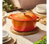 Cooks Professional 26cm Cast Iron Casserole Dish 5.8L with Lid & Handles | Colourful Modern Design Enamelled Cooking Pan Pot | Suitable For All Hobs Inc Induction | Oven & Grill Safe | Orange