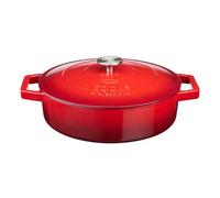 Cooks Professional 28cm Shallow Cast Iron Casserole | Graduated Red
