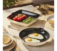 Cooks Professional 26cm Cast Iron Frying Pan | Round Heavy-Duty Skillet Cooking Pan with Enamel Interior | Oven Safe to 260°C, Induction & All Hob Compatible | PFAS, PFOA & PTFE-Free | Ivory