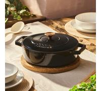 (Black) Cooks Professional 28cm Shallow Cast Iron Casserole