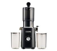 Cooks Professional Cold Press Juicer with 200W Motor & 1L Hopper | Black | Wide Feeding Chute | Juice & Pulp Outlets | Powerful Slow Screw Masticating High Yield Juicing Machine for Fruit & Veg