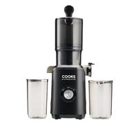 Cooks Professional Cold Press Juicer with 200W Motor & 1L Hopper | Black | Wide Feeding Chute | Juice & Pulp Outlets | Powerful Slow Screw Masticating High Yield Juicing Machine for Fruit & Veg