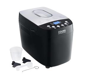 Cooks Professional Digital Bread Maker | 15 Programmes, 8 Custom Presets, Delay Timer & Keep Warm Function & Accessory Kit | Kitchen Countertop Breadmaker Machine for Home Baking | Black & Silver