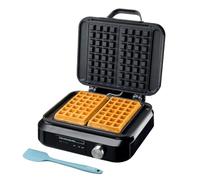 Cooks Professional Digital Double Waffle Maker | Luxury Deep Fill Dual Belgian Waffle Iron Machine with Non-Stick Plates, Adjustable Temperature & Silicone Spatula | 1500W | Black & Silver