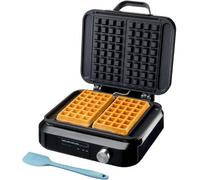 Cooks Professional Digital Double Waffle Maker | Luxury Deep Fill Dual Belgian Waffle Iron Machine with Non-Stick Plates, Adjustable Temperature & Silicone Spatula | 1500W | Black & Silver