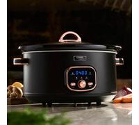 Cooks Professional Digital Slow Cooker 6.5L with Glass Lid, Cool Touch Handles, Dishwasher Safe Bowl, 2 Heat Settings & Keep Warm & Delay Functions | Large One Pot Cooking Machine | Black & Rose Gold