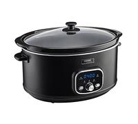 Cooks Professional Digital Slow Cooker 6.5L with Lid & Cool Touch Handles | Dishwasher Safe Bowl, 2 Heat Settings, Keep Warm & Delay Timer Functions, Large One Pot Cooking Machine | Black