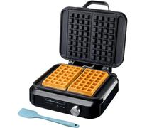 Cooks Professional Digital Double Waffle Maker | Luxury Deep Fill Dual Belgian Waffle Iron Machine with Non-Stick Plates, Adjustable Temperature & Silicone Spatula | 1500W | Black & Silver