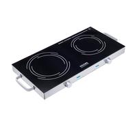 Cooks Professional Double Electric Ceramic Hob 2800W - Portable Hot Plate With Handles - 17.5 & 14Cm Diameter Hobs