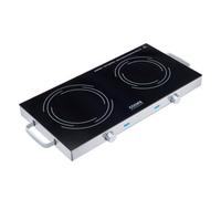Cooks Professional Double Electric Ceramic Hob 2800W - Portable Hot Plate With Handles - 17.5 & 14Cm Diameter Hobs