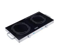 Cooks Professional Double Electric Ceramic Hob 2800W - Portable Hot Plate With Handles - 17.5 & 14Cm Diameter Hobs
